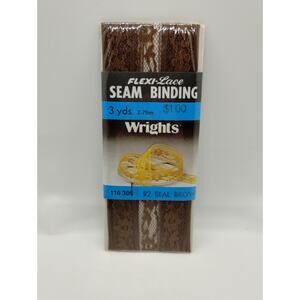 Wrights Seam Binding Flexi-Lace 3 Yds 116 305 - Seal Brown 92 - Sewing Vintage